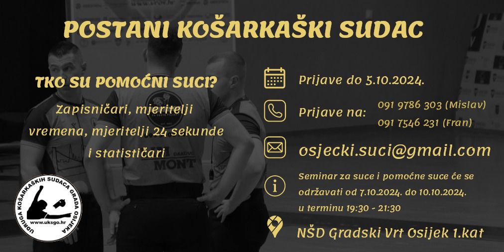 Postani košarkaški sudac – prijavi se na tečaj